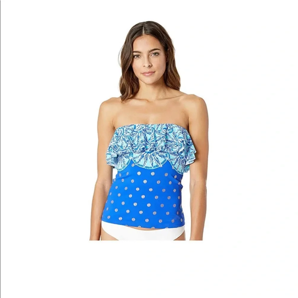 Lilly Pulitzer Blue Patterned Ruffle Tankini Bikini Set